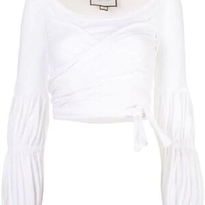 ALEXIS Niksa Long Sleeve White Crop Top Size Small